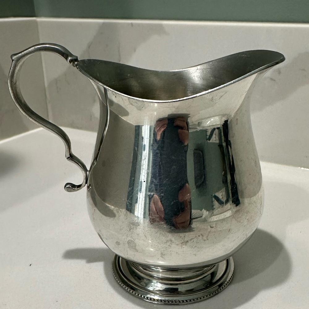 Vintage PEWTER Salisbury Pewter Cream Milk Syrup Pitcher 3 1/2" Handcrafted USA